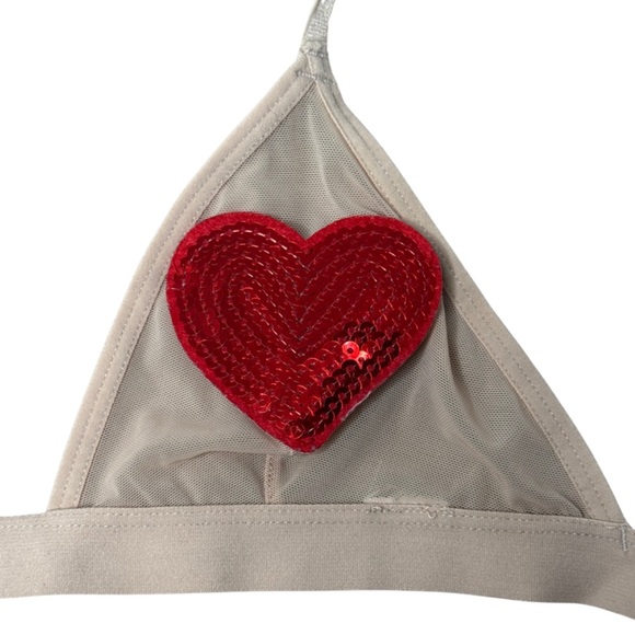 Nude and Black Mesh Bralettes with sequin detailing 🍒 & ❤️. Bundle of 2, size S - Picture 3 of 3